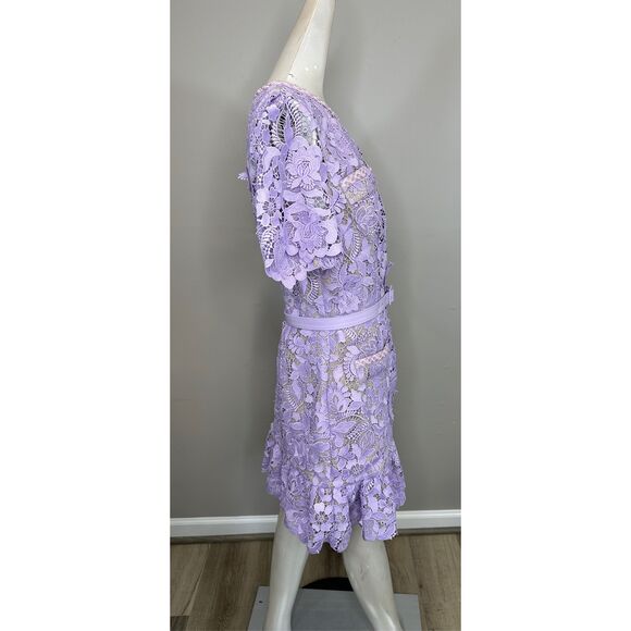 Milly Garden Lace Flounce Minidress in Lilac US12 $525 - Picture 9 of 12